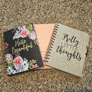 Floral and Glitter Spiral Notebooks Set